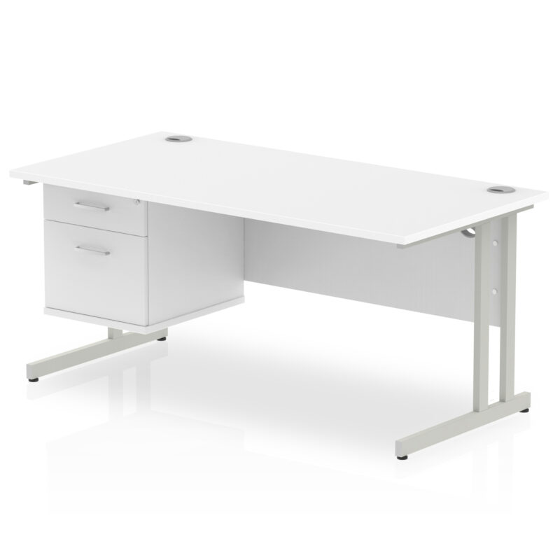 Pace 1600mm Cantilever Straight Desk With Single Fixed Pedestal - Image 41