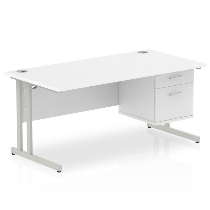 Pace 1600mm Cantilever Straight Desk With Single Fixed Pedestal - Image 42