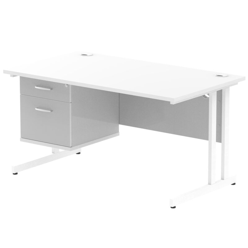 Pace 1400mm Cantilever Straight Desk With Single Fixed Pedestal - Image 50
