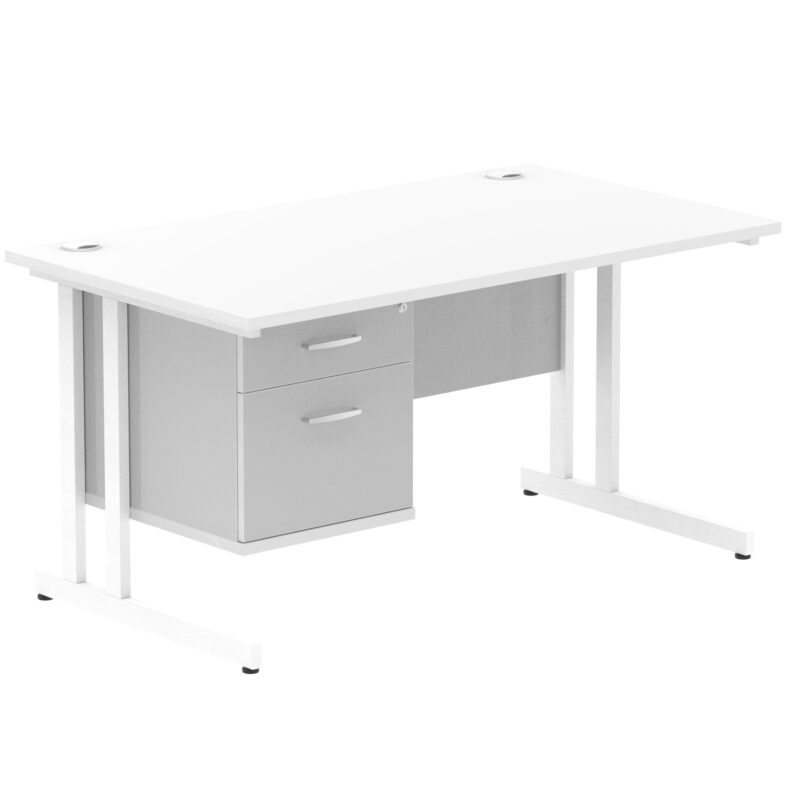 Pace 1400mm Cantilever Straight Desk With Single Fixed Pedestal - Image 52