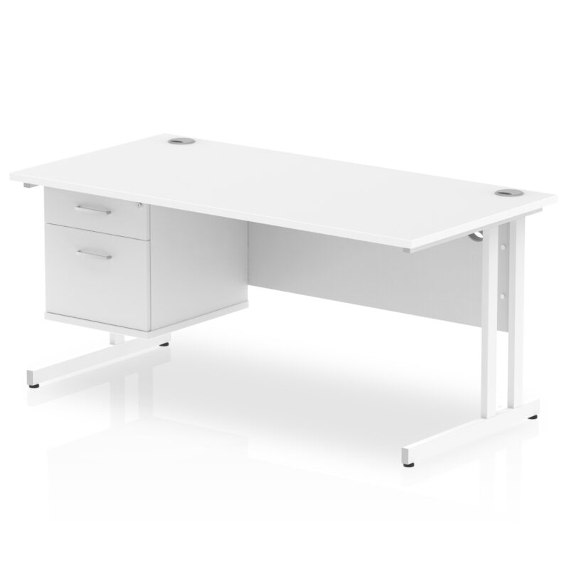 Pace 1600mm Cantilever Straight Desk With Single Fixed Pedestal - Image 19