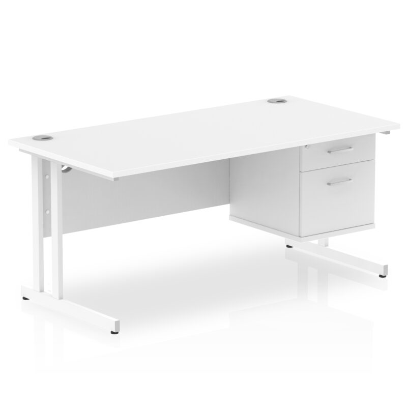 Pace 1600mm Cantilever Straight Desk With Single Fixed Pedestal - Image 20