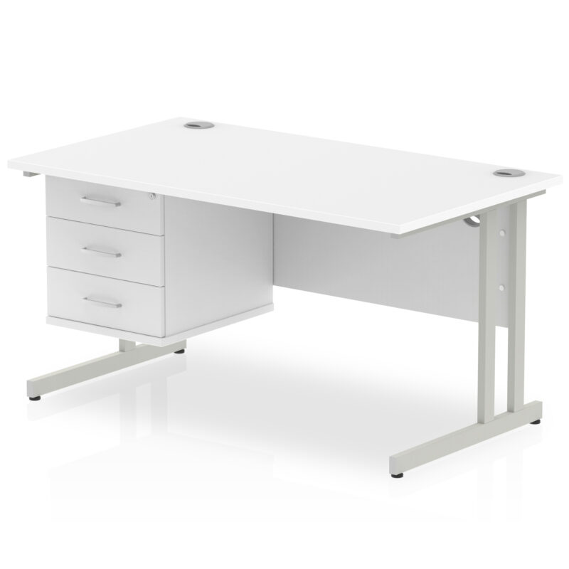 Pace 1400mm Cantilever Straight Desk With Single Fixed Pedestal - Image 117