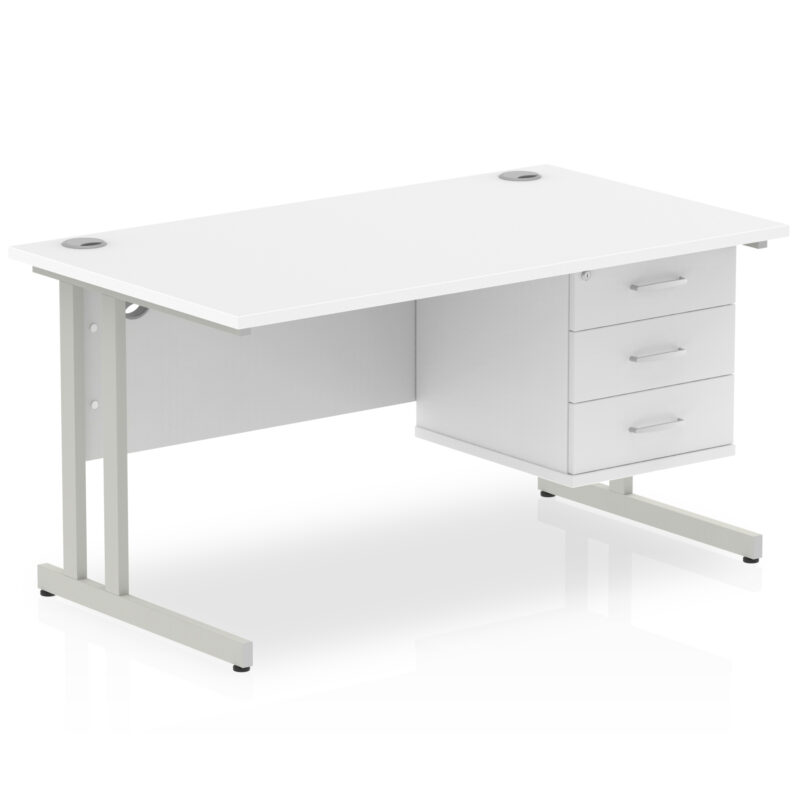 Pace 1400mm Cantilever Straight Desk With Single Fixed Pedestal - Image 118
