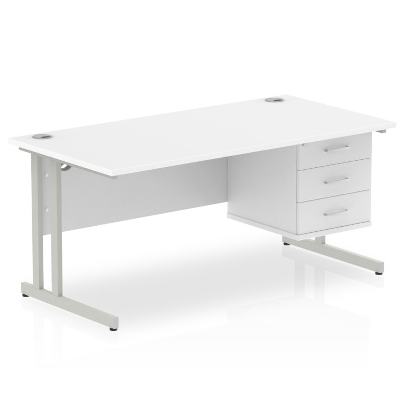 Pace 1600mm Cantilever Straight Desk With Single Fixed Pedestal - Image 44