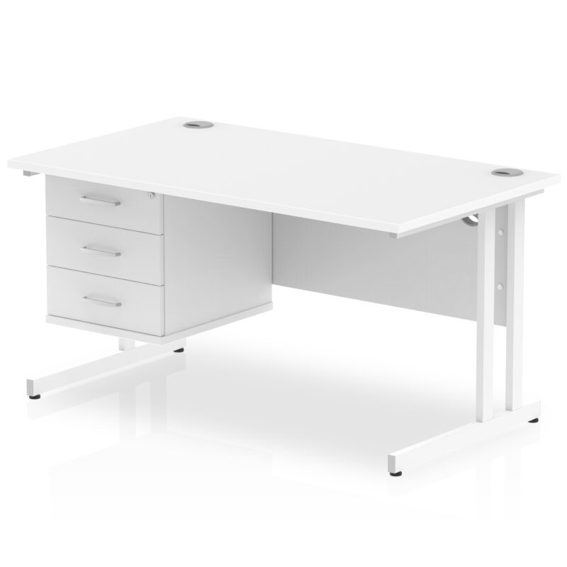 Pace 1400mm Cantilever Straight Desk With Single Fixed Pedestal - Image 58