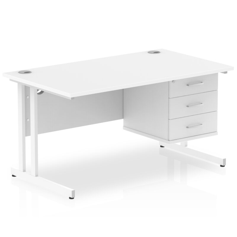 Pace 1400mm Cantilever Straight Desk With Single Fixed Pedestal - Image 59