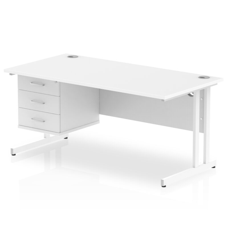 Pace 1600mm Cantilever Straight Desk With Single Fixed Pedestal - Image 21