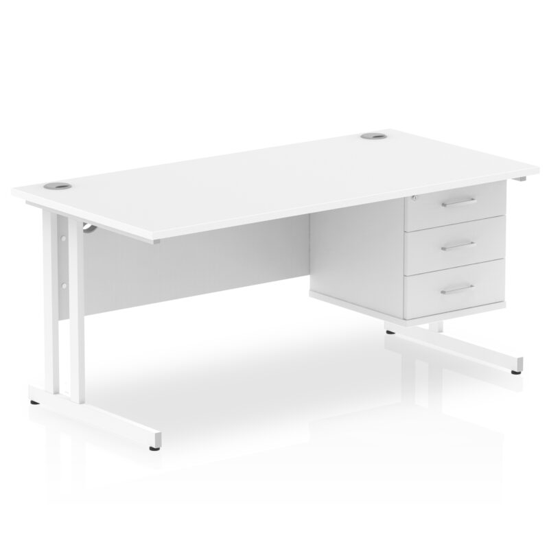 Pace 1600mm Cantilever Straight Desk With Single Fixed Pedestal - Image 22