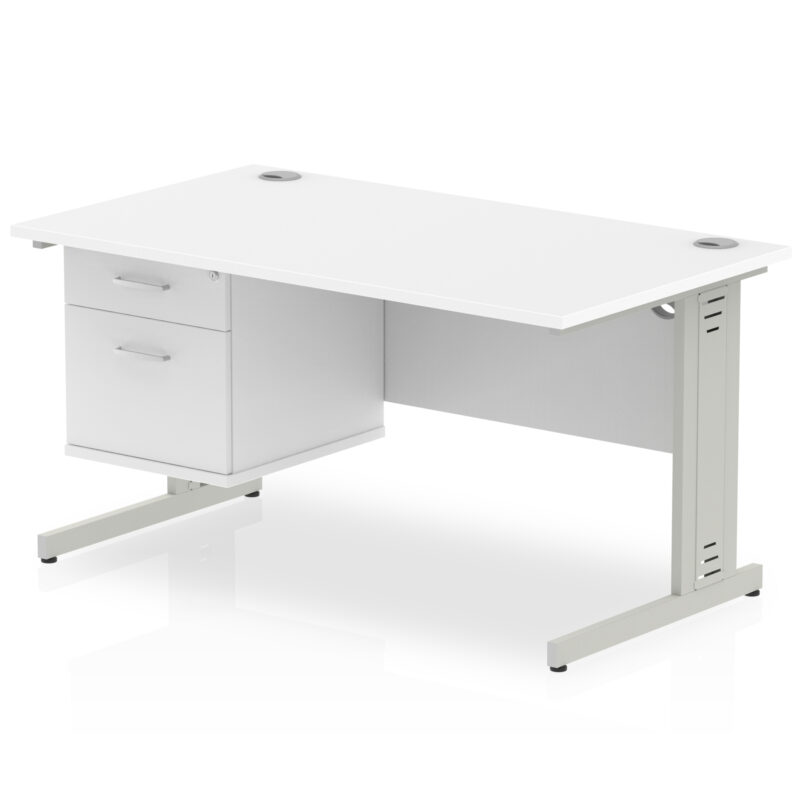 Pace 1400mm Cable Managed Straight Desk With Single Fixed Pedestal - Image 37