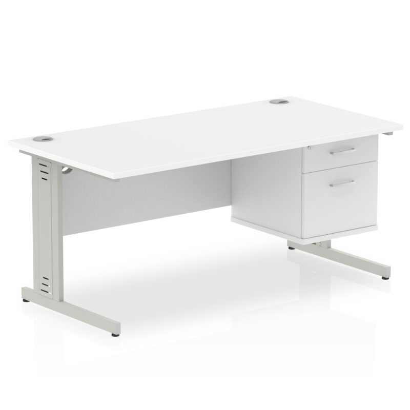 Pace 1600mm Cable Managed Straight Desk With Single Fixed Pedestal - Image 38