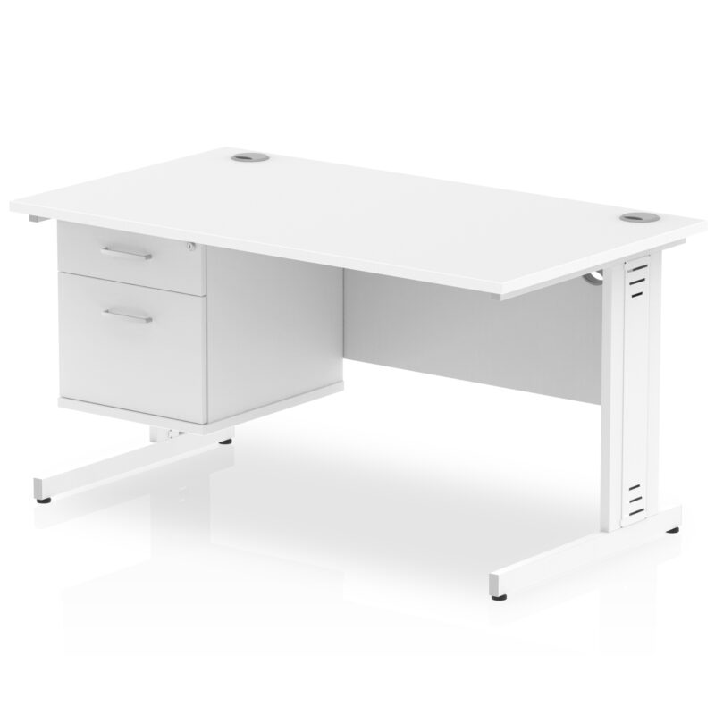 Pace 1400mm Cable Managed Straight Desk With Single Fixed Pedestal - Image 41