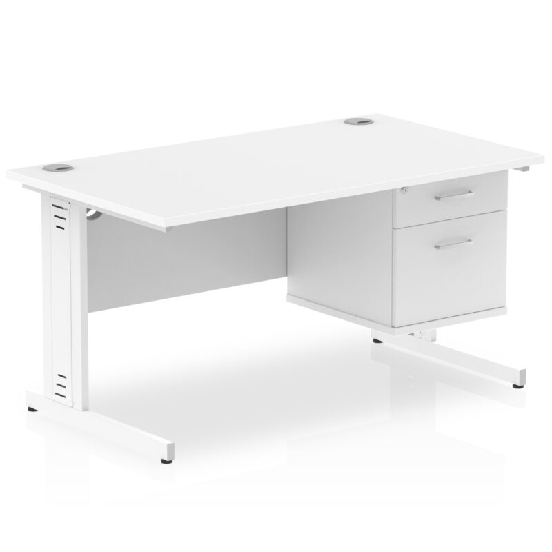 Pace 1400mm Cable Managed Straight Desk With Single Fixed Pedestal - Image 42