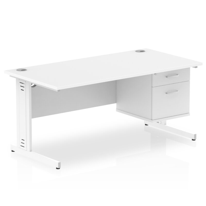 Pace 1600mm Cable Managed Straight Desk With Single Fixed Pedestal - Image 42