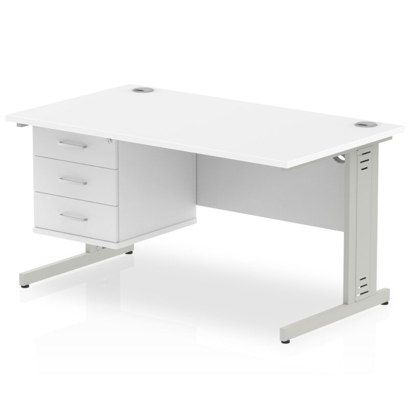 Pace 1400mm Cable Managed Straight Desk With Single Fixed Pedestal - Image 39
