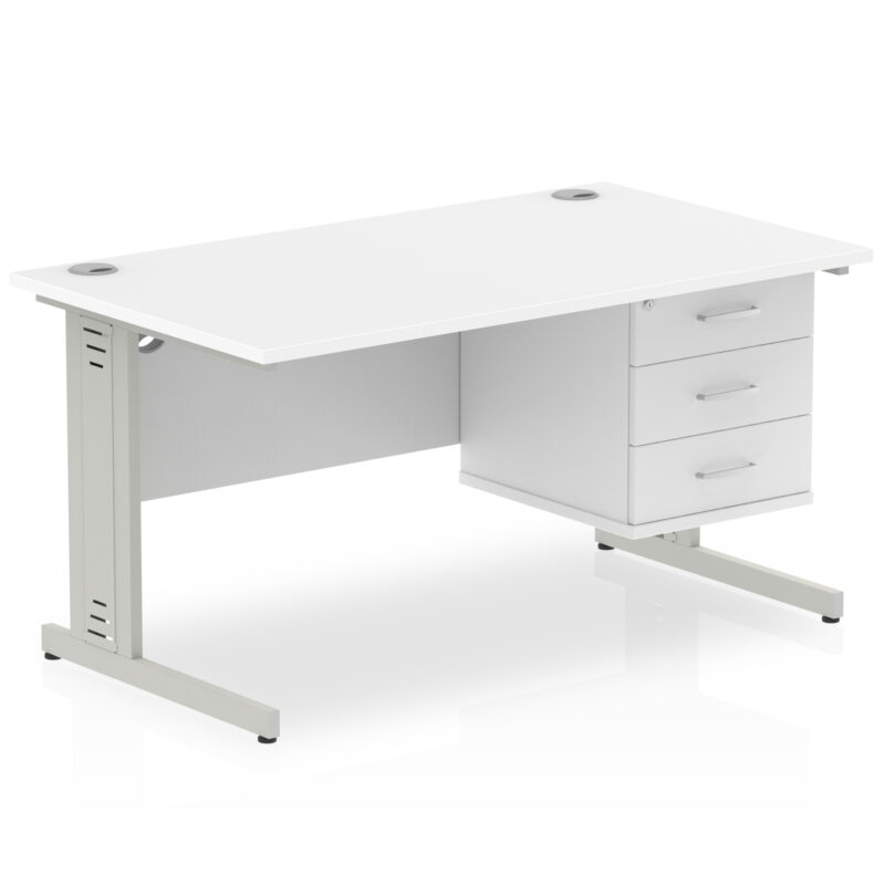 Pace 1400mm Cable Managed Straight Desk With Single Fixed Pedestal - Image 40