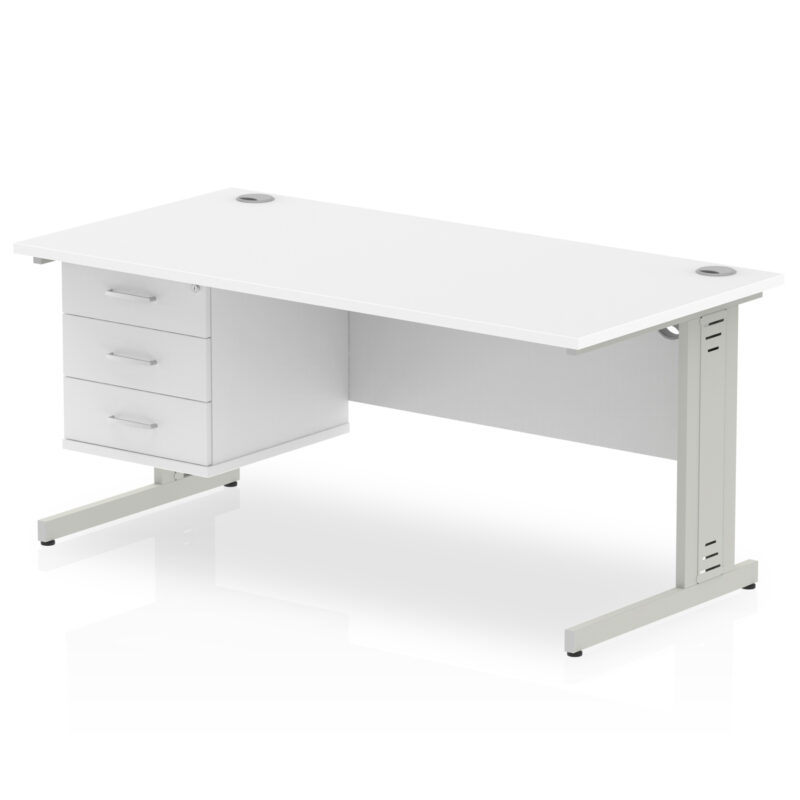 Pace 1600mm Cable Managed Straight Desk With Single Fixed Pedestal - Image 39