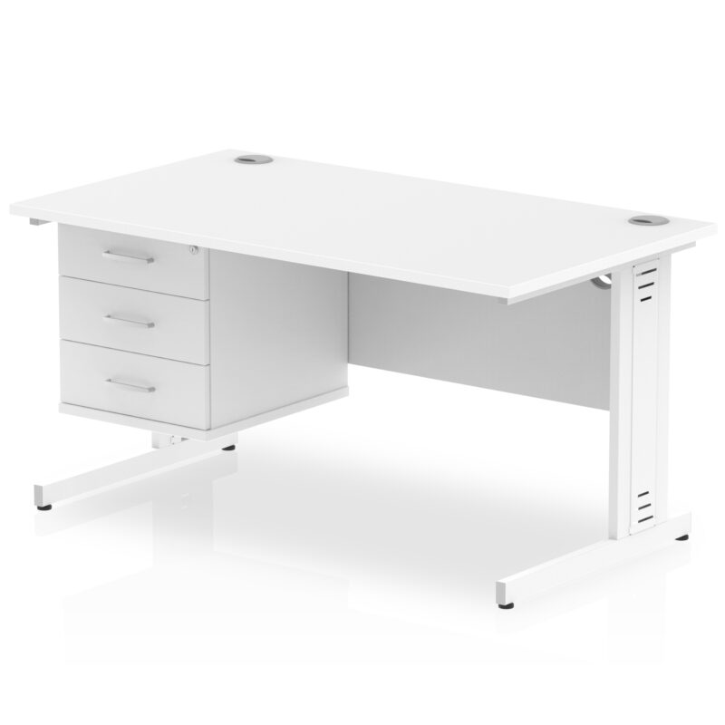 Pace 1400mm Cable Managed Straight Desk With Single Fixed Pedestal - Image 43