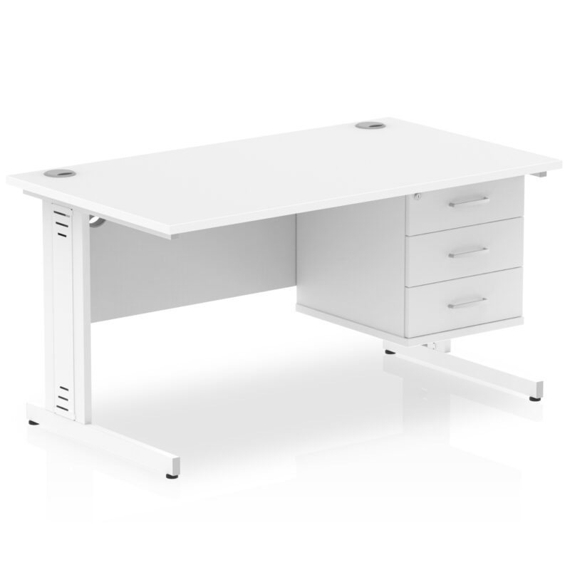 Pace 1400mm Cable Managed Straight Desk With Single Fixed Pedestal - Image 44