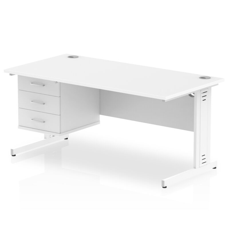 Pace 1600mm Cable Managed Straight Desk With Single Fixed Pedestal - Image 43