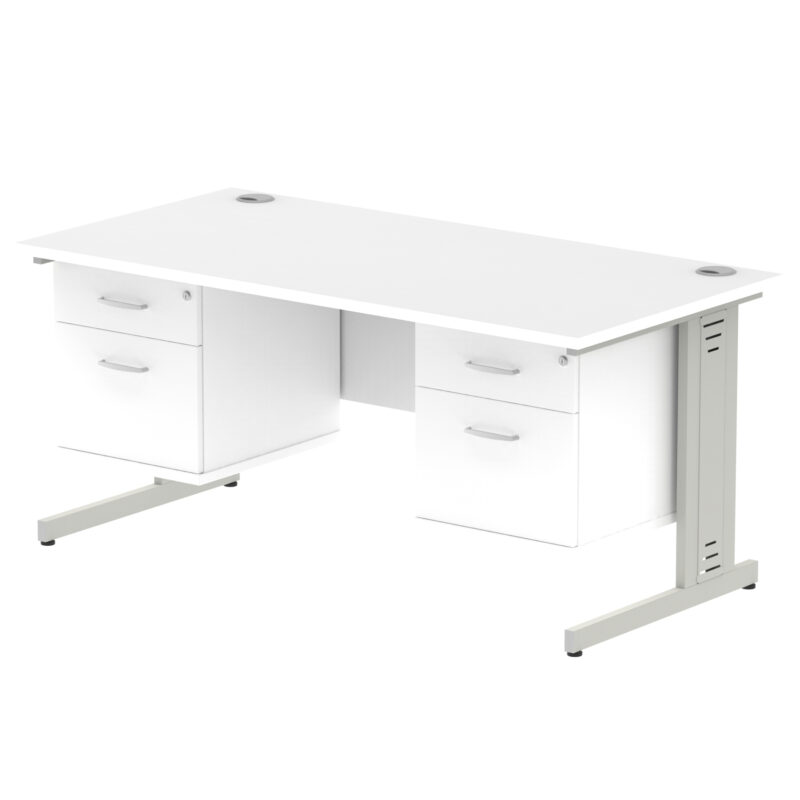 Pace 1600mm Cable Managed Straight Desk With Two Fixed Pedestal - Image 41