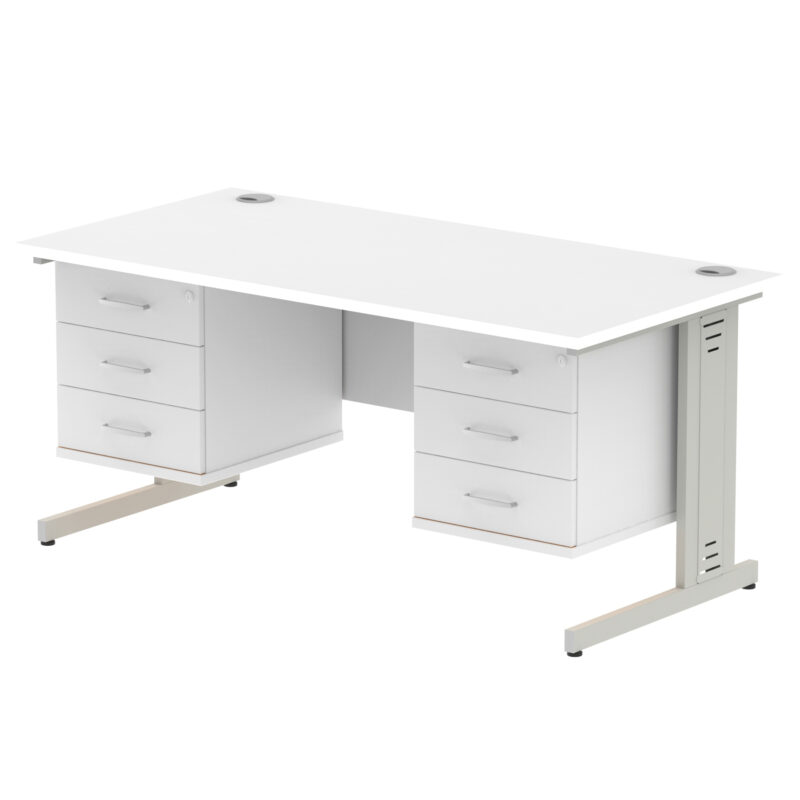 Pace 1600mm Cable Managed Straight Desk With Two Fixed Pedestal - Image 42