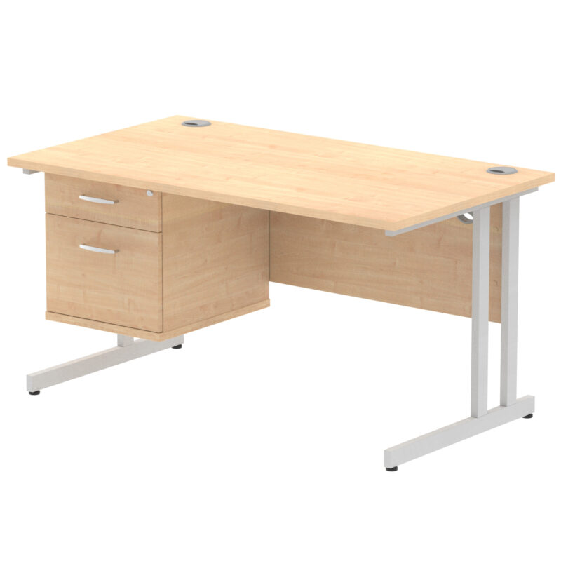 Pace 1400mm Cantilever Straight Desk With Single Fixed Pedestal - Image 79