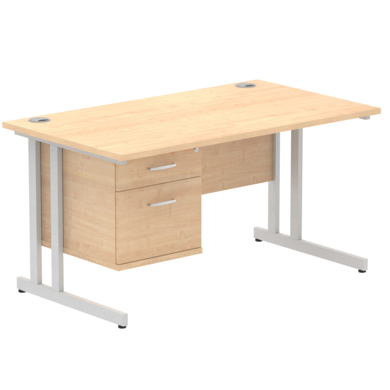 Pace 1400mm Cantilever Straight Desk With Single Fixed Pedestal - Image 81