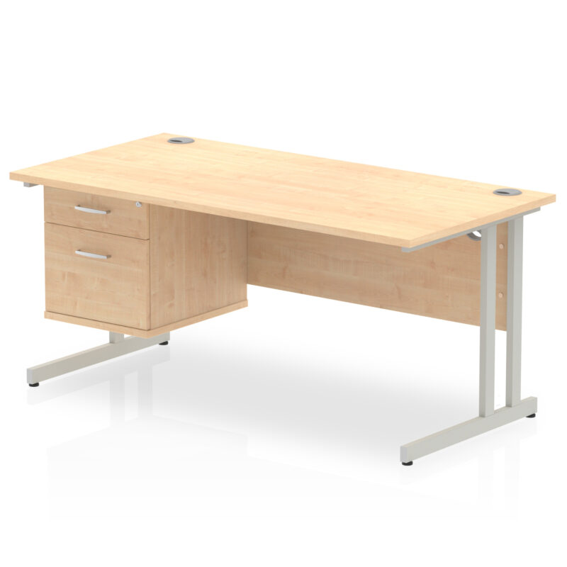 Pace 1600mm Cantilever Straight Desk With Single Fixed Pedestal - Image 29