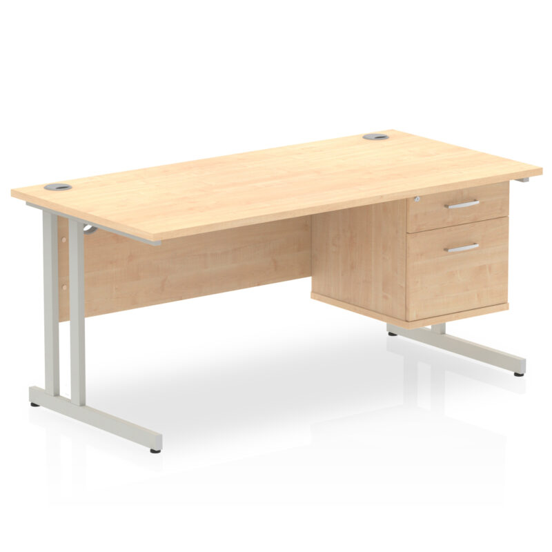 Pace 1600mm Cantilever Straight Desk With Single Fixed Pedestal - Image 30