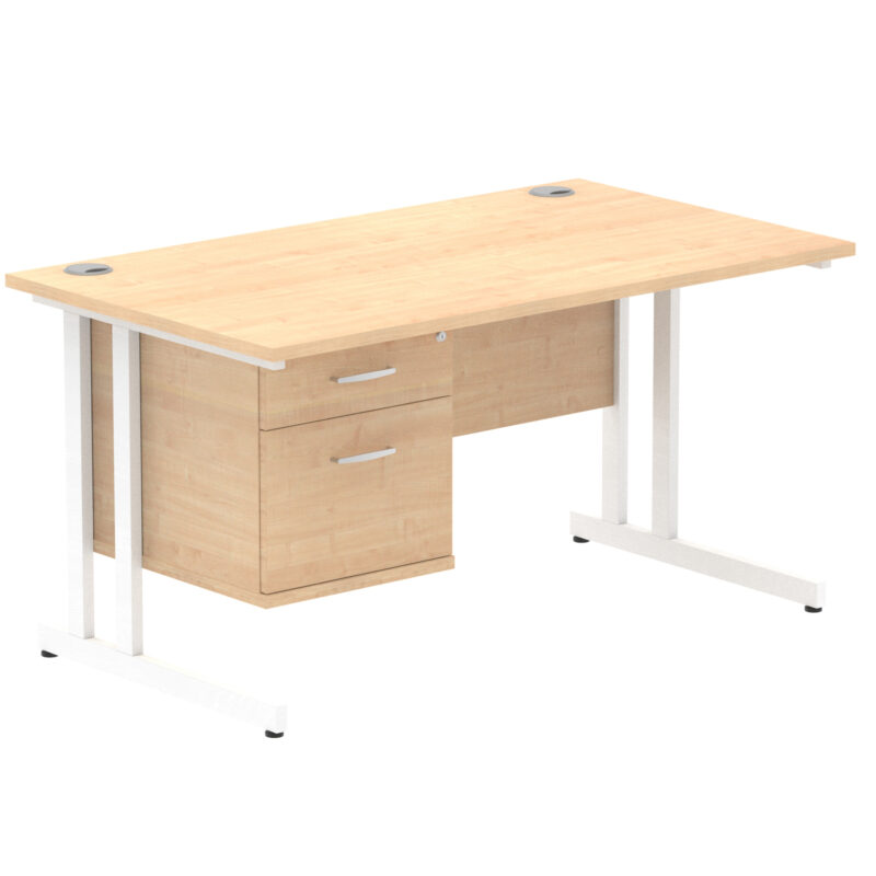 Pace 1400mm Cantilever Straight Desk With Single Fixed Pedestal - Image 22