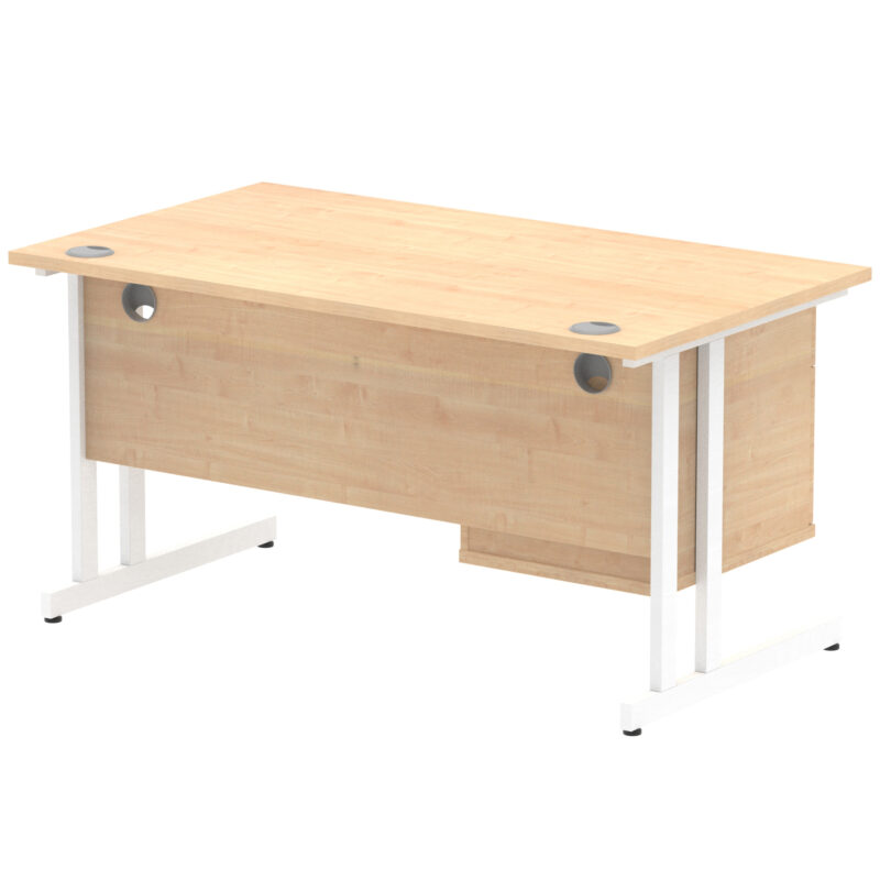 Pace 1400mm Cantilever Straight Desk With Single Fixed Pedestal - Image 24