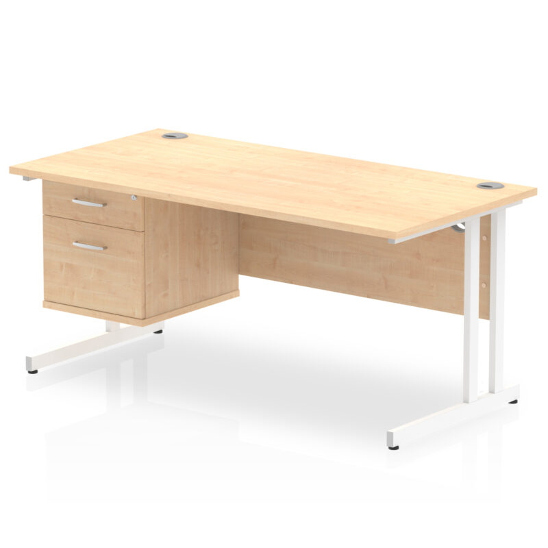 Pace 1600mm Cantilever Straight Desk With Single Fixed Pedestal - Image 7