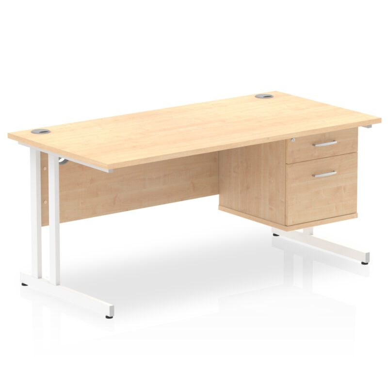 Pace 1600mm Cantilever Straight Desk With Single Fixed Pedestal - Image 8