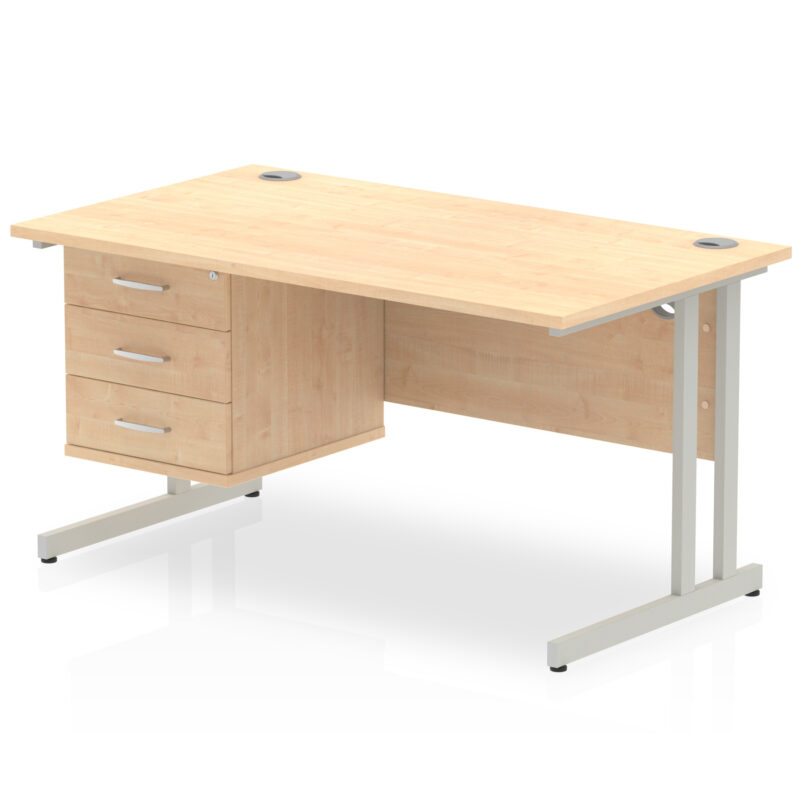 Pace 1400mm Cantilever Straight Desk With Single Fixed Pedestal - Image 87
