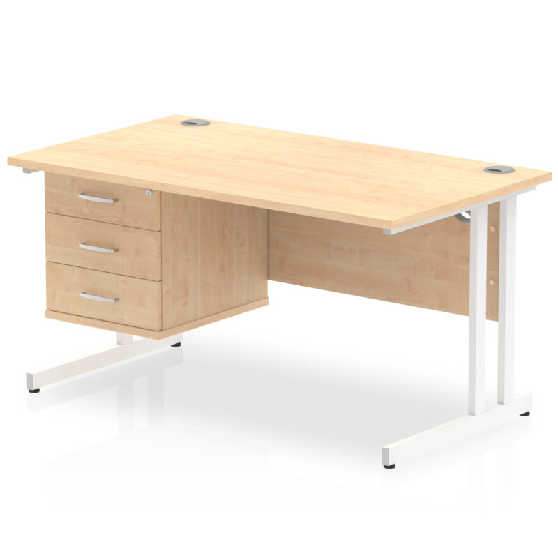 Pace 1400mm Cantilever Straight Desk With Single Fixed Pedestal - Image 28
