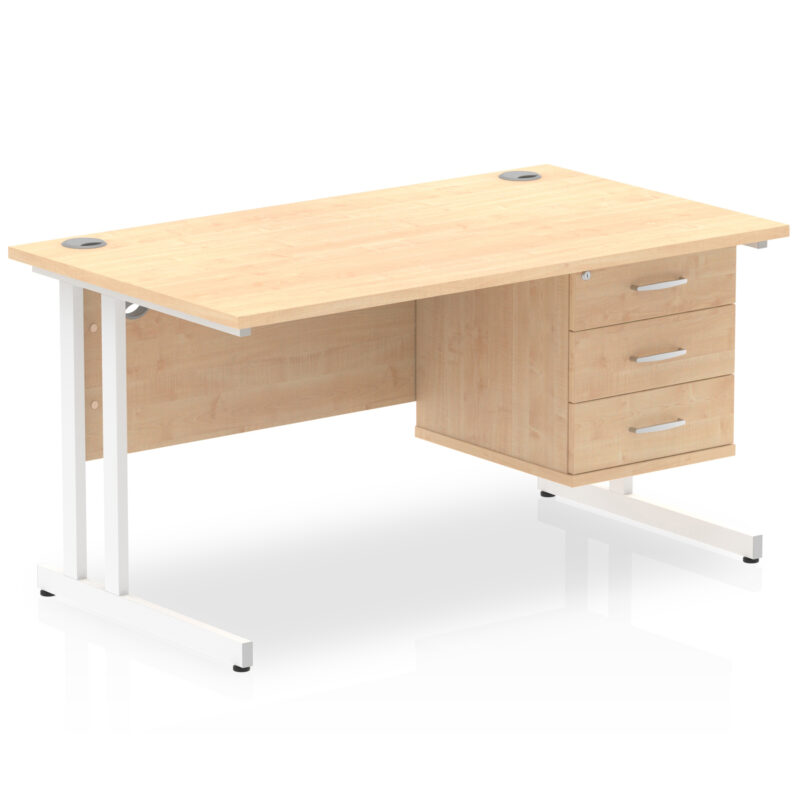 Pace 1400mm Cantilever Straight Desk With Single Fixed Pedestal - Image 29