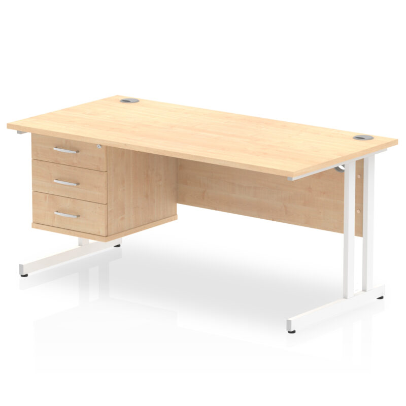 Pace 1600mm Cantilever Straight Desk With Single Fixed Pedestal - Image 9