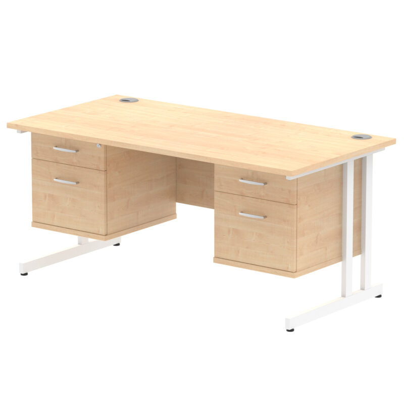 Pace 1600mm Cantilever Straight Desk With Two Fixed Pedestal - Image 9