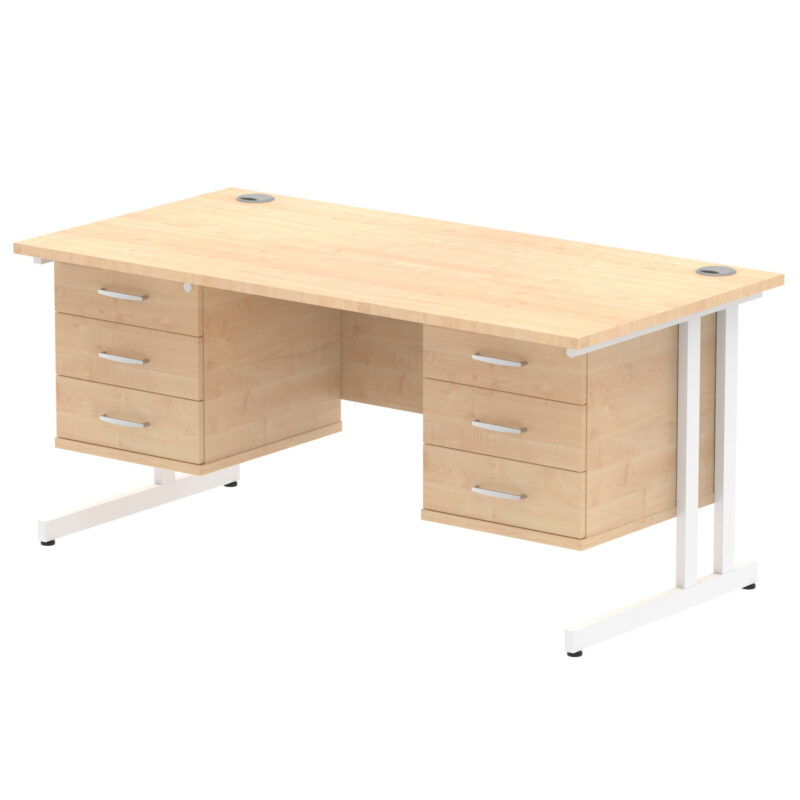 Pace 1600mm Cantilever Straight Desk With Two Fixed Pedestal - Image 10