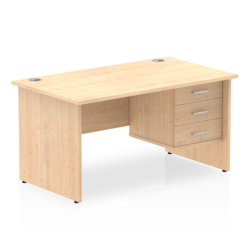 Pace 1400mm Panel End Straight Desk With Single Fixed Pedestal - Image 14