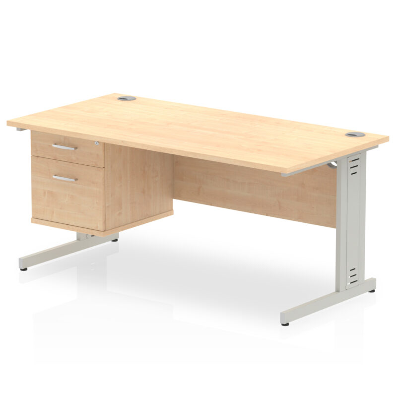 Pace 1600mm Cable Managed Straight Desk With Single Fixed Pedestal - Image 13