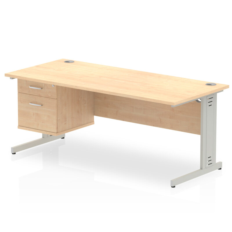 Pace 1800mm Cable Managed Straight Desk With Single Fixed Pedestal - Image 13