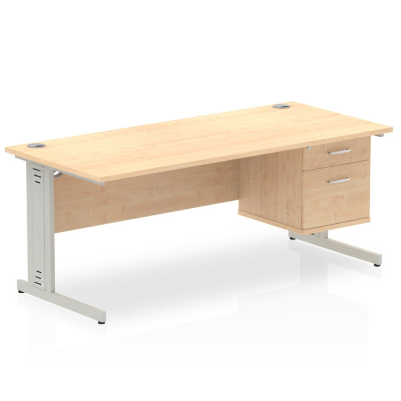 Pace 1800mm Cable Managed Straight Desk With Single Fixed Pedestal - Image 14