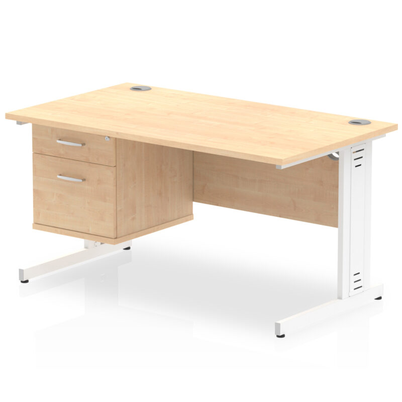 Pace 1400mm Cable Managed Straight Desk With Single Fixed Pedestal - Image 17