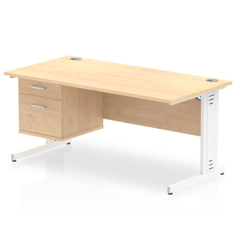Pace 1600mm Cable Managed Straight Desk With Single Fixed Pedestal - Image 17