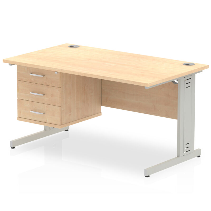 Pace 1400mm Cable Managed Straight Desk With Single Fixed Pedestal - Image 15