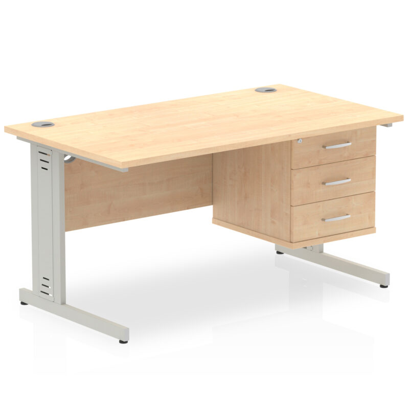 Pace 1400mm Cable Managed Straight Desk With Single Fixed Pedestal - Image 16