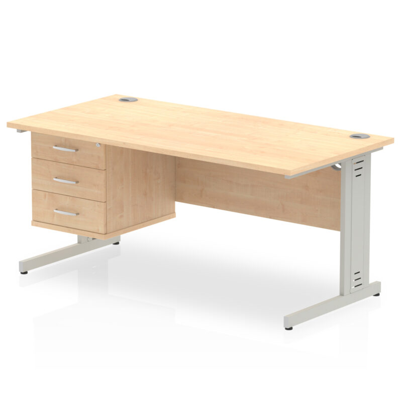 Pace 1600mm Cable Managed Straight Desk With Single Fixed Pedestal - Image 15
