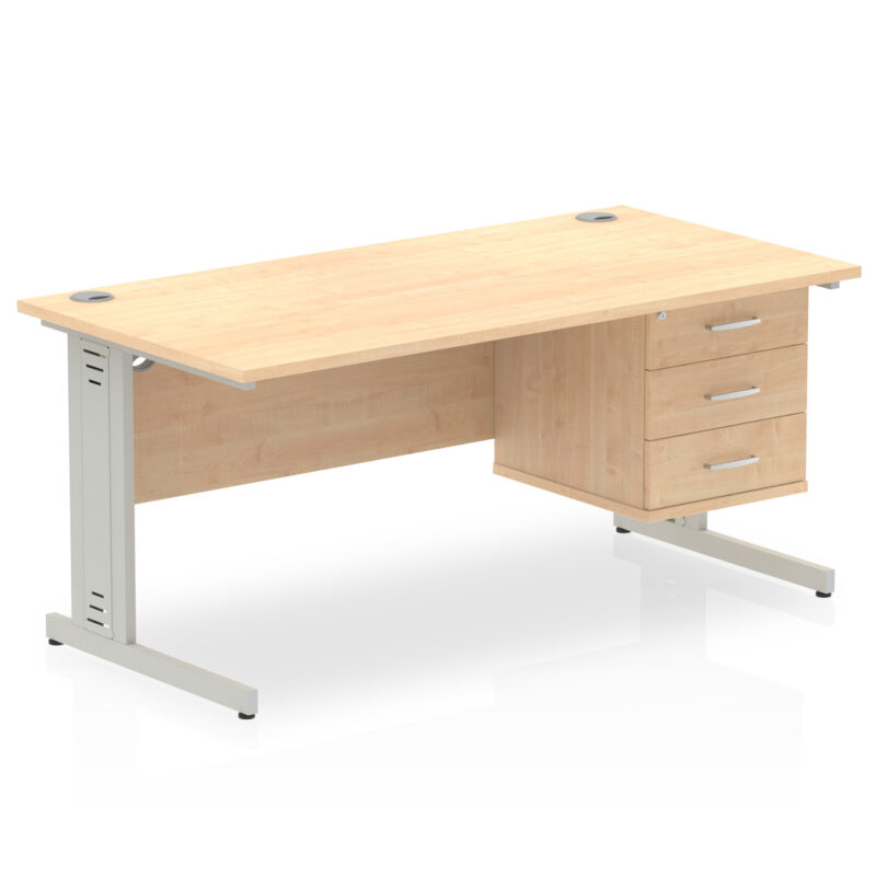 Pace 1600mm Cable Managed Straight Desk With Single Fixed Pedestal - Image 16